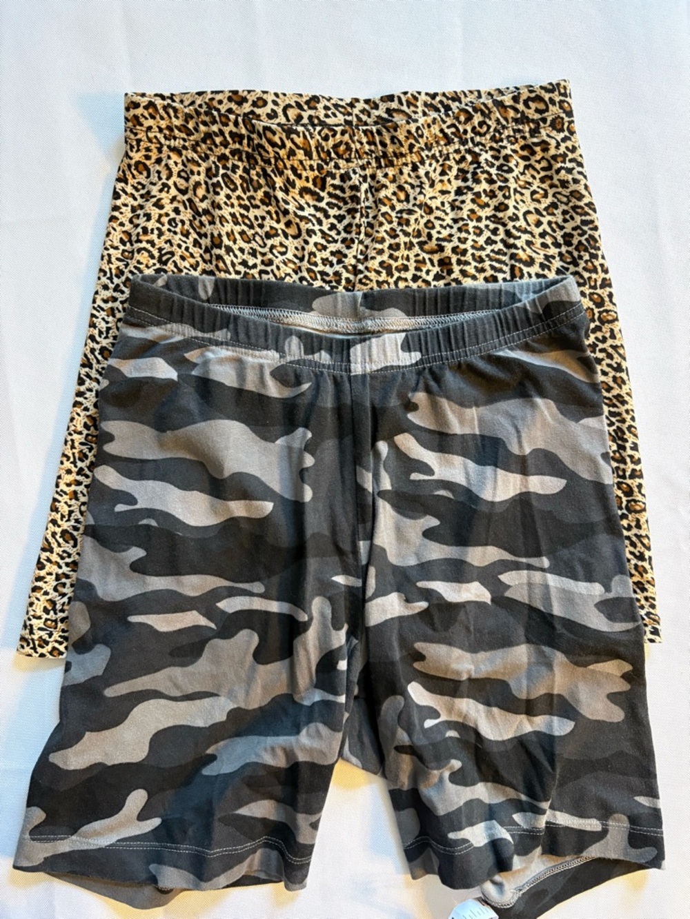 SHEIN Leopard Print & Gray Camo Bike Shorts Set
